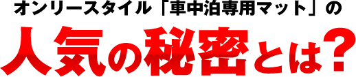 オンリースタイル「車中泊専用マット」の人気の秘密とは？