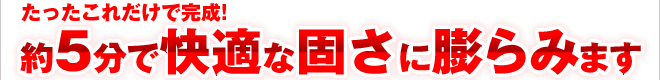 たったこれだけで完成！約5分で快適な固さに膨らみます